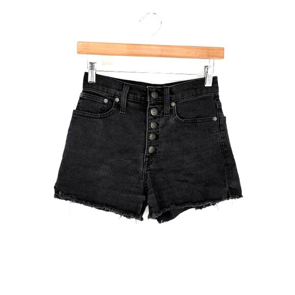 Madewell High-Rise Denim Shorts Button-Front Edition in Faded Black Wash – Sz 24 - Picture 3 of 6